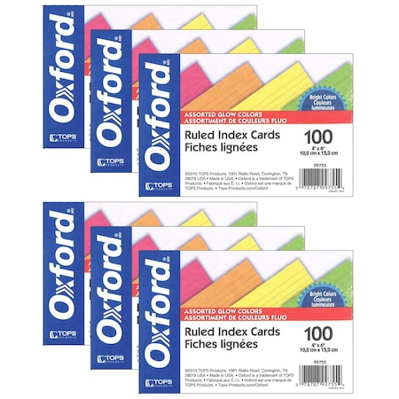 Oxford Oxford Glow Index Cards, 4in x 6in, PK600 ESS99755
